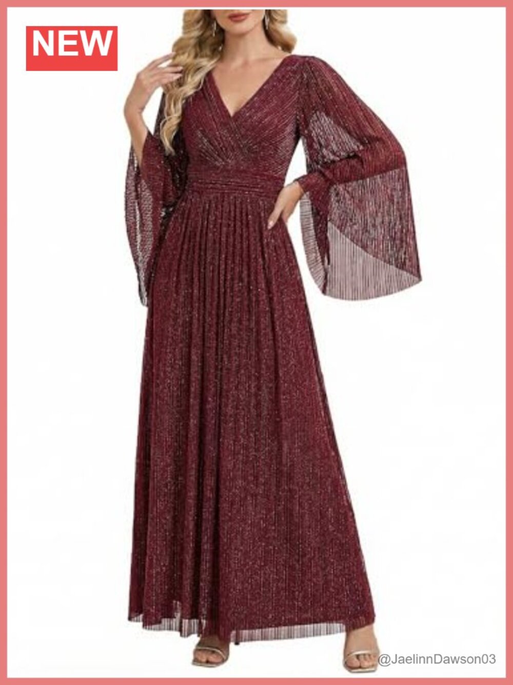 Ever-Pretty Formal Evening Gown Long Sleeve V-Neck A-Line Mother of Bride Dress